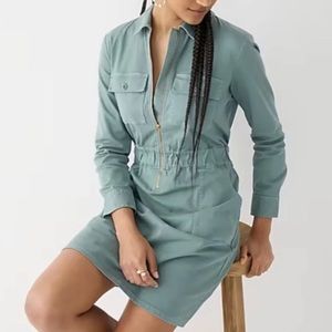 Long Sleeve Zip-Front Chino Dress